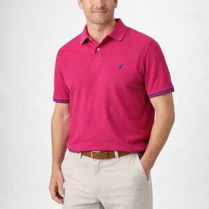 Thomas Pink Brandon Plain Polo Shirt Mens 3XL Pink Blue Trim Classic Fit Cotto
